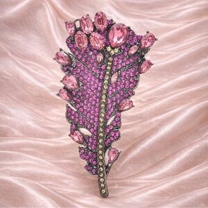 Pink Feather Crystal Brooch